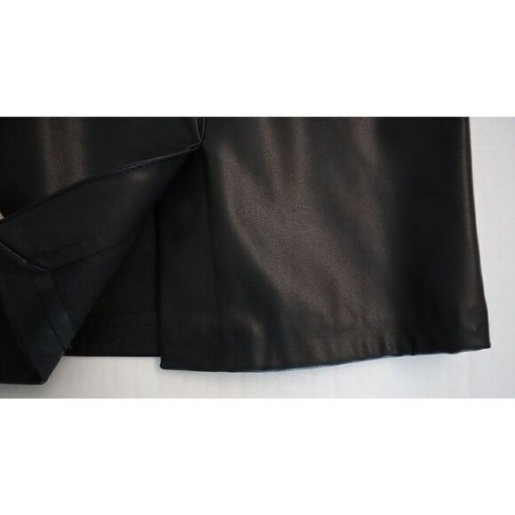 Calvin Klein Women Sz 10 Black PU Leather Sheath Dress w/Gold Waist Detail - Picture 11 of 13